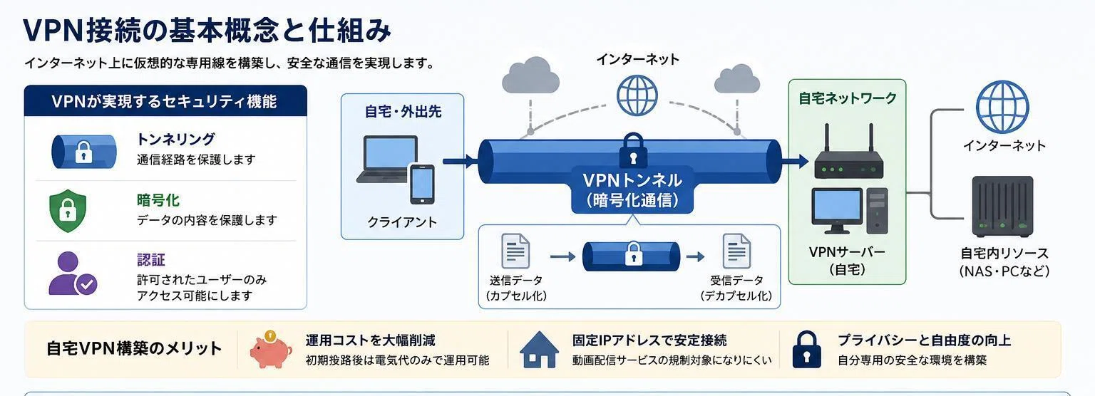 自宅VPN構築の全手順！コスト・設定方法・商用サービス比較まで完全