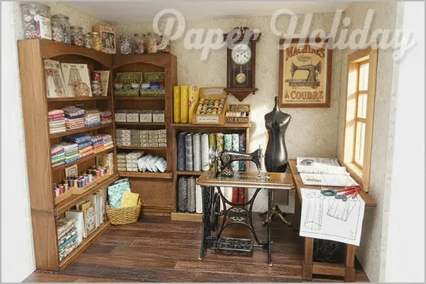 ドールハウス用ルームボックスを洋裁店にしたい｜PAPER HOLIDAY studio