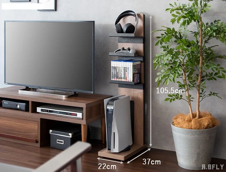 ゲーム機をテレビ横にまとめる。A.BFLYの据置型ラックは本体と周辺機器 