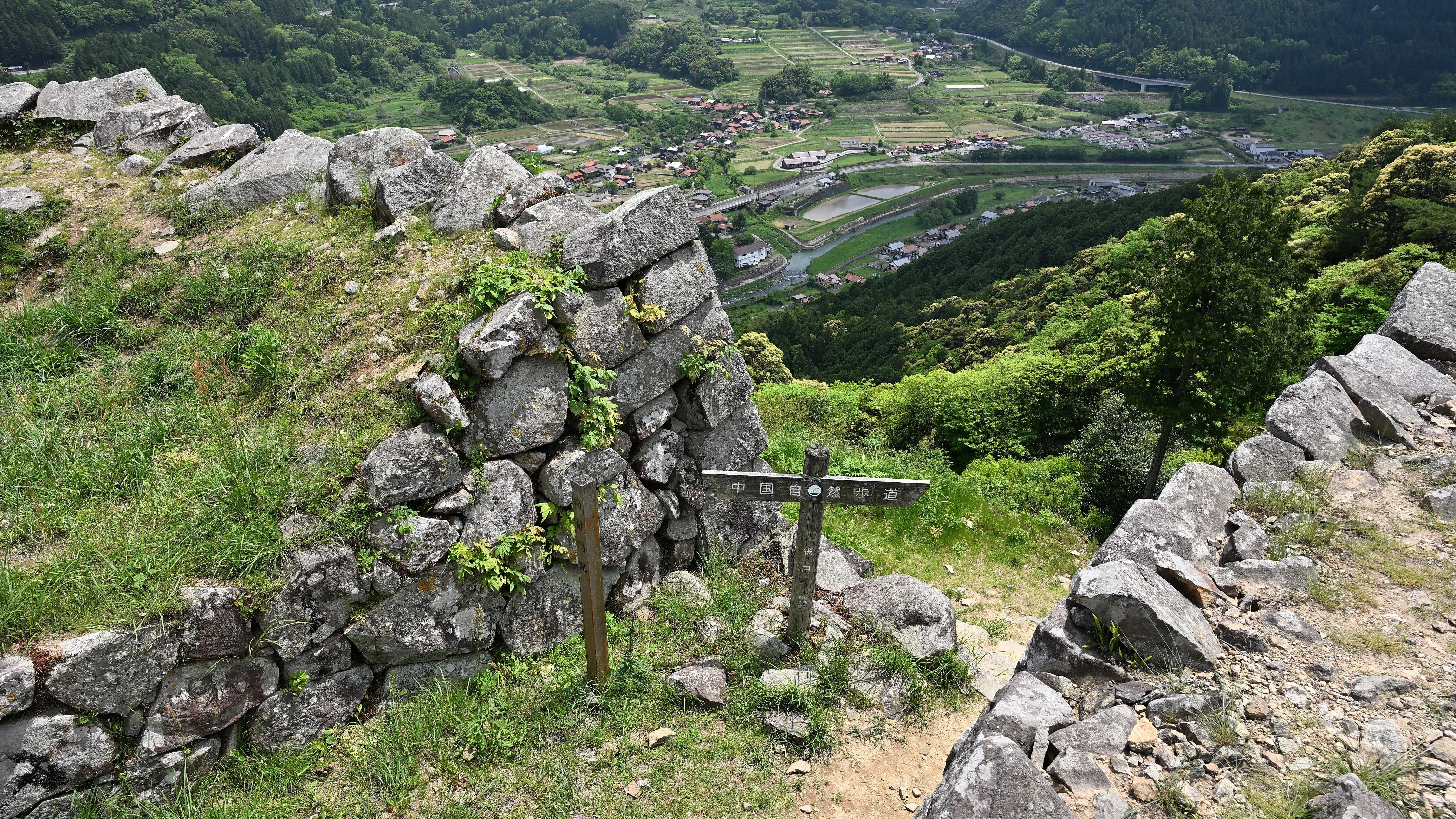 津和野城跡｜新緑が彩る石垣群と赤瓦の町並みの眺望｜2026GW 石見横断