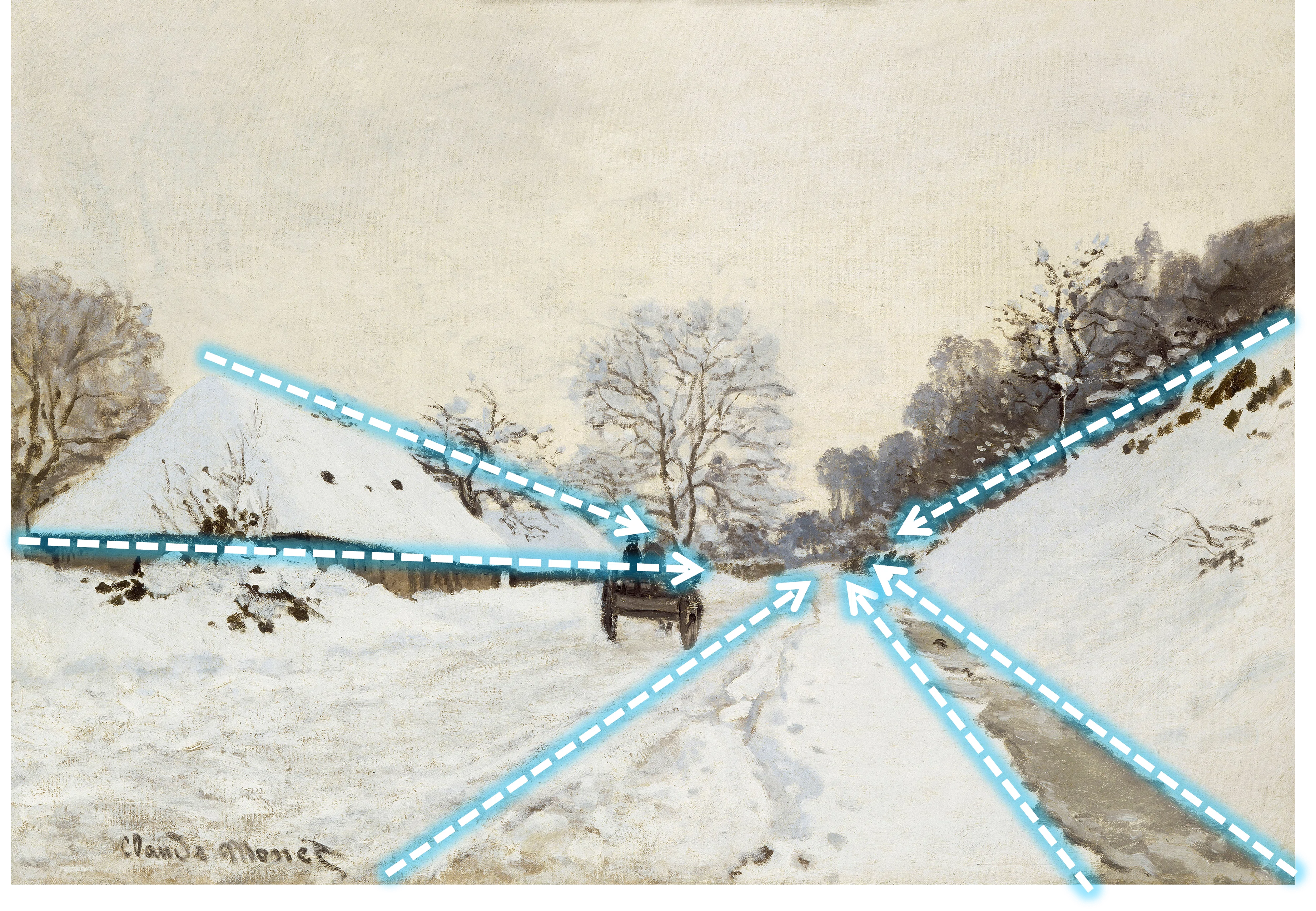 モネ 風景への問いかけ」展出品作⑱ モネ《荷車、オンフルールの雪道