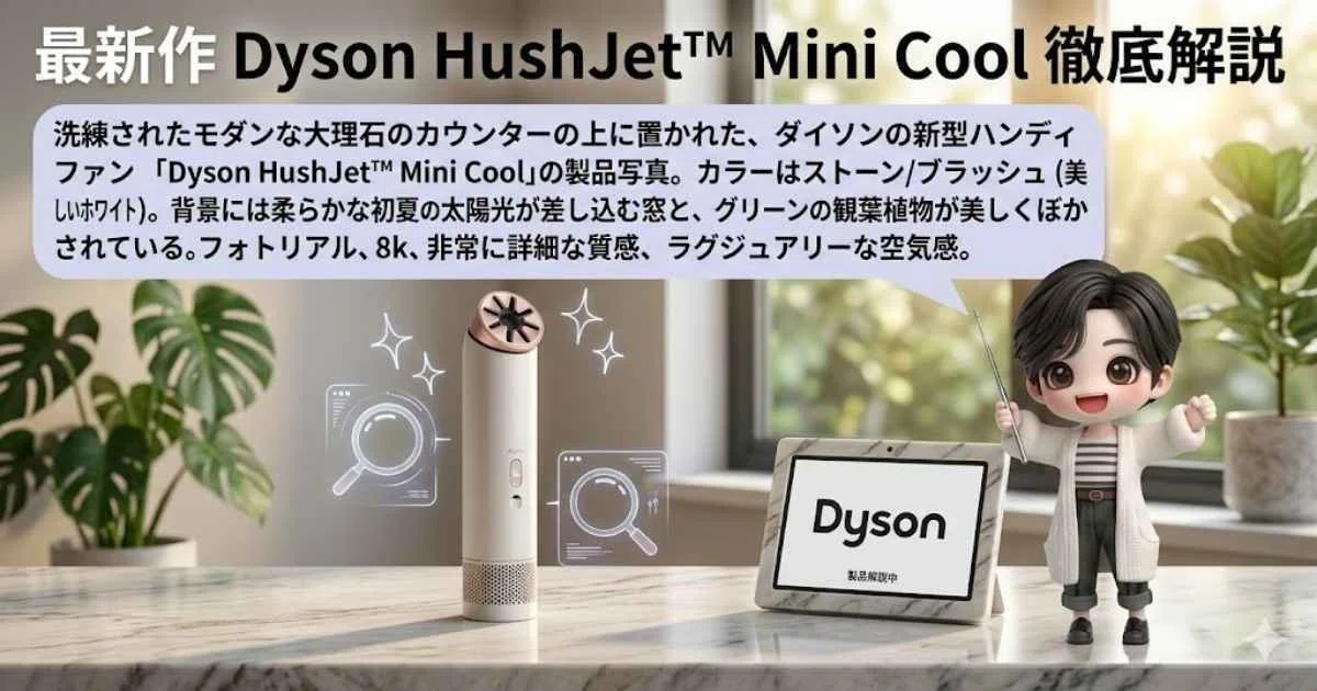 流体動力学のポータブルデバイスへの縮退!Dyson HushJet™ Mini Coolの 