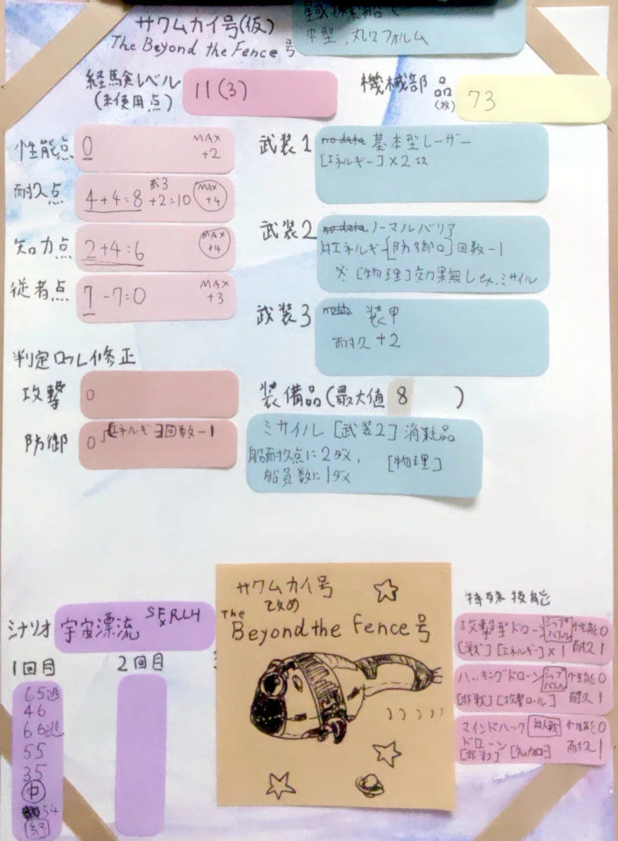宇宙船サクムカイ号冒険記録紙