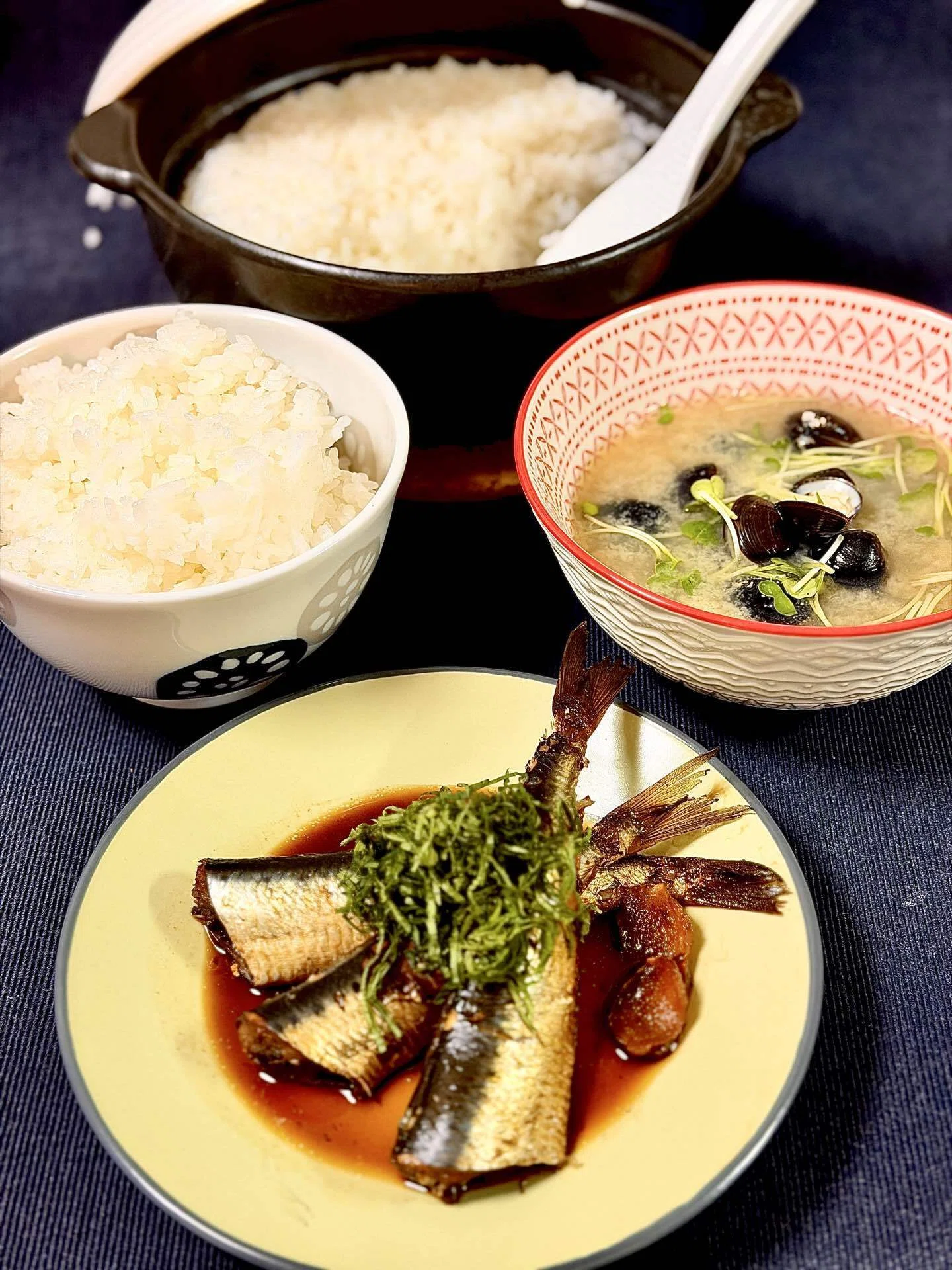 しじみ汁、いわしの黒酢煮｜しまっち