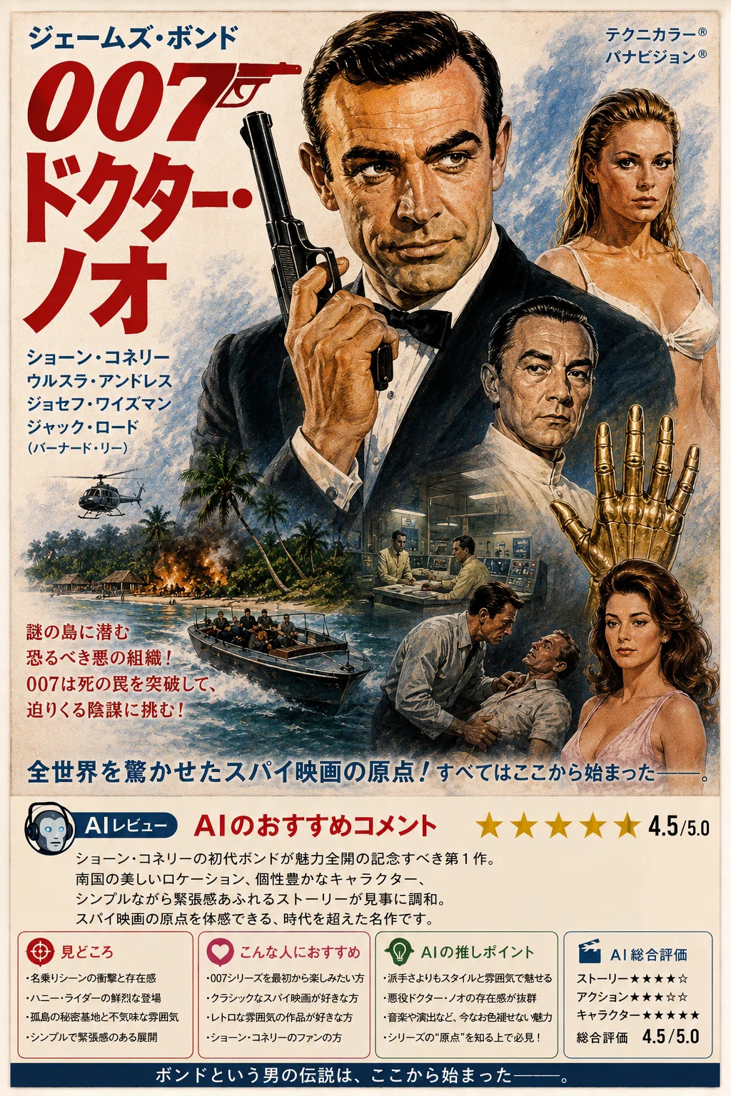 空想映画館｜AIレビュー #58『007 ドクター・ノオ』スパイ映画は、ここ