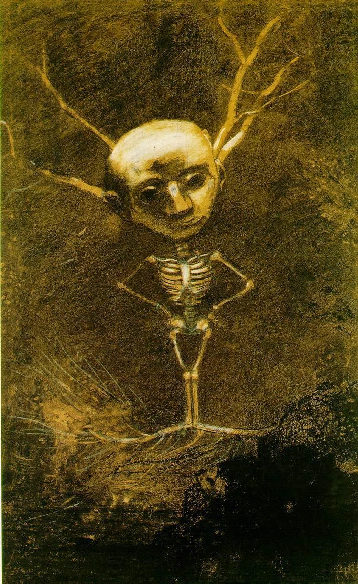 樹木と融け合う異形の命。闇の森に佇む、ルドン『森の精霊』｜ずんだ