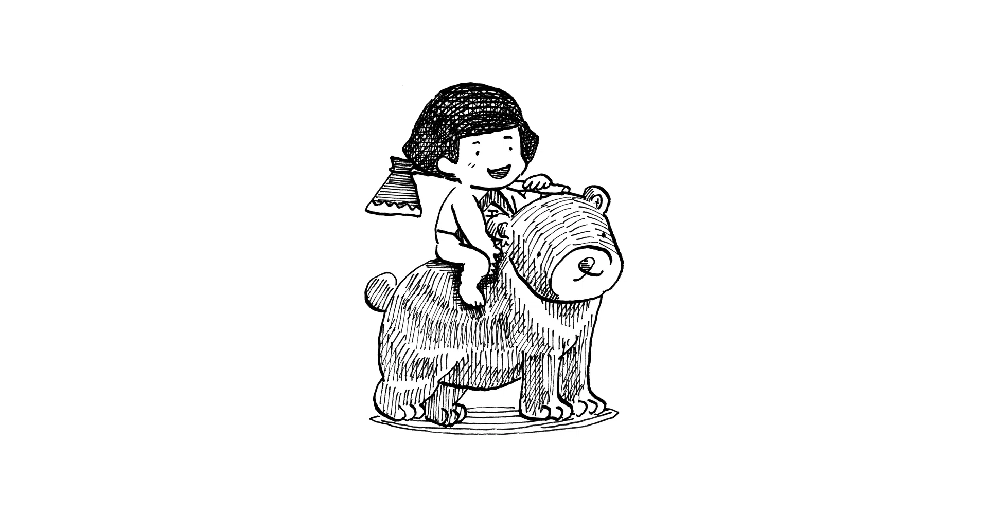E5白黒画「はじめての子供」 5月の挿絵｜キノメノ