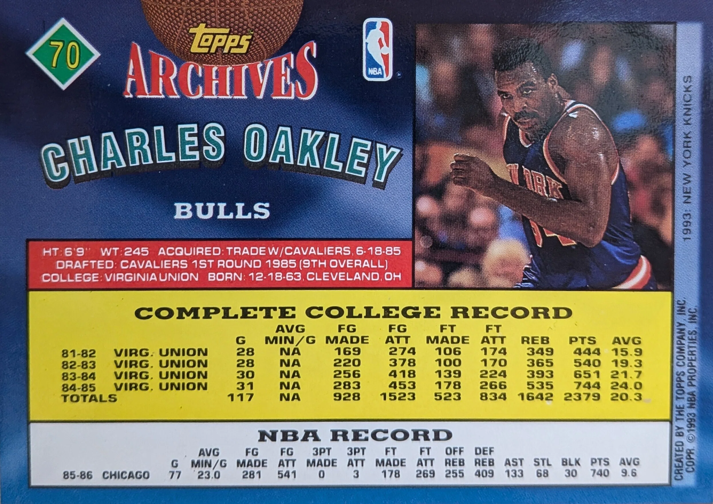 コレクション】#2788 Charles Oakley ( 1992-93 Topps Archives #70 