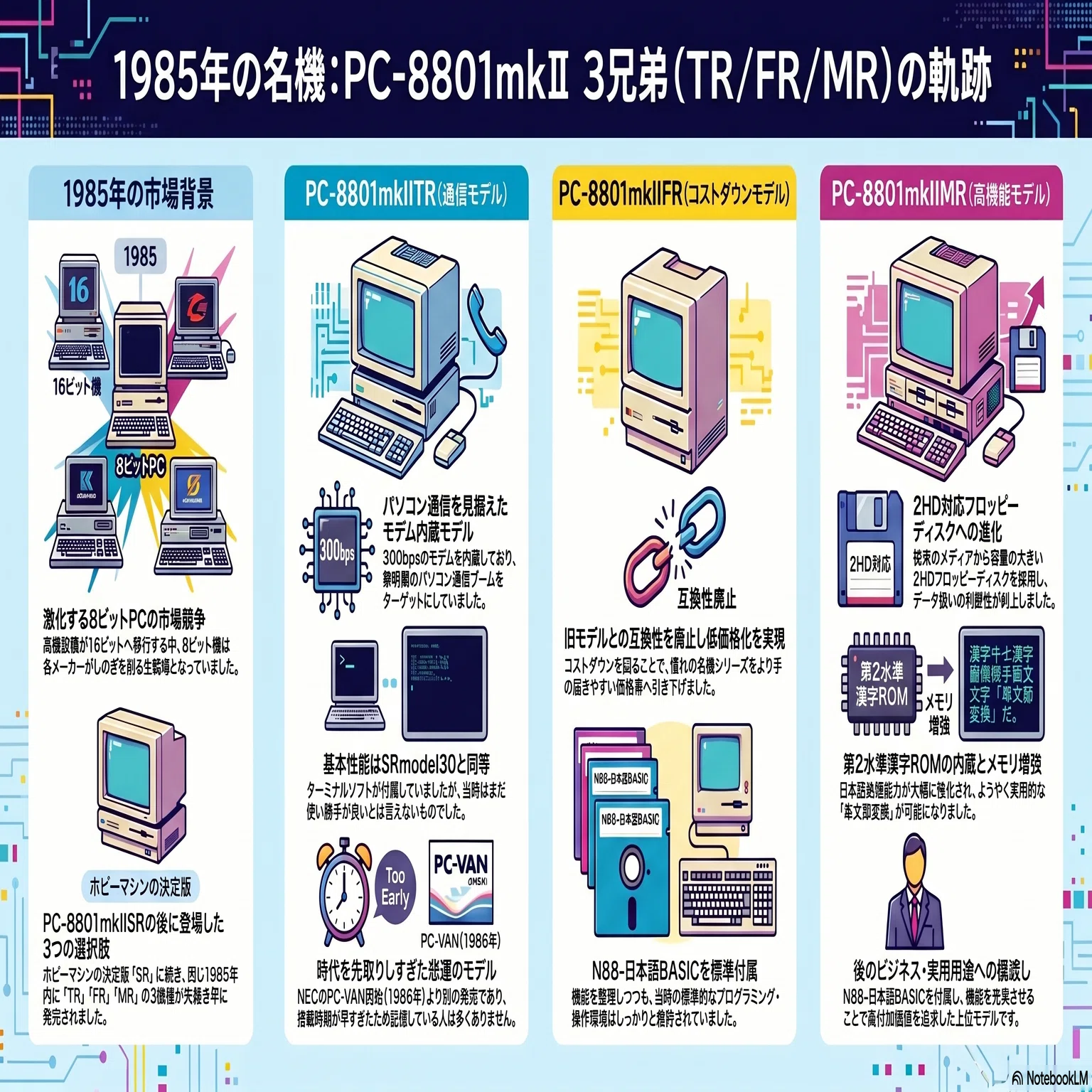 PC-8801mkIIの3兄弟 - TR/FR/MR｜kzn