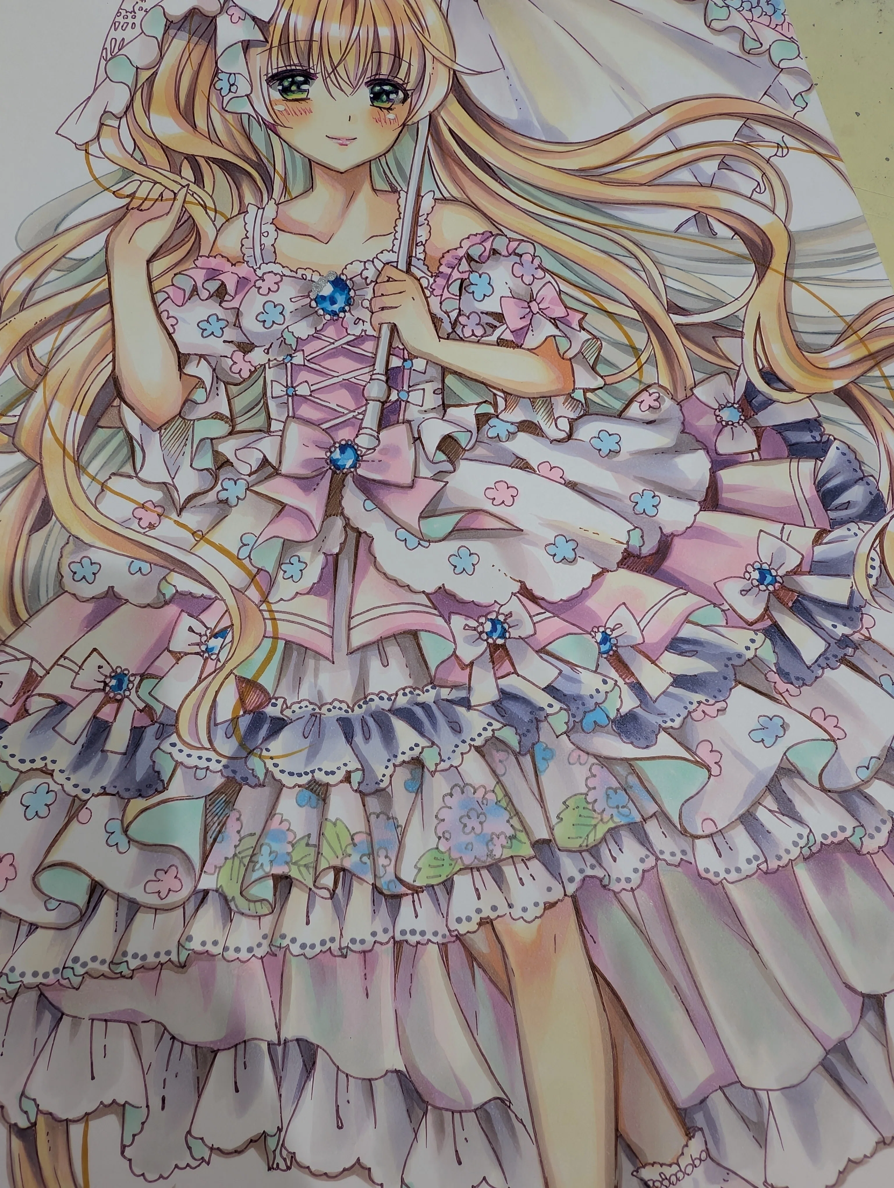 原画販売】【制作工程】水面の紫陽花花嫁🌸✨️｜うさぎ茶屋