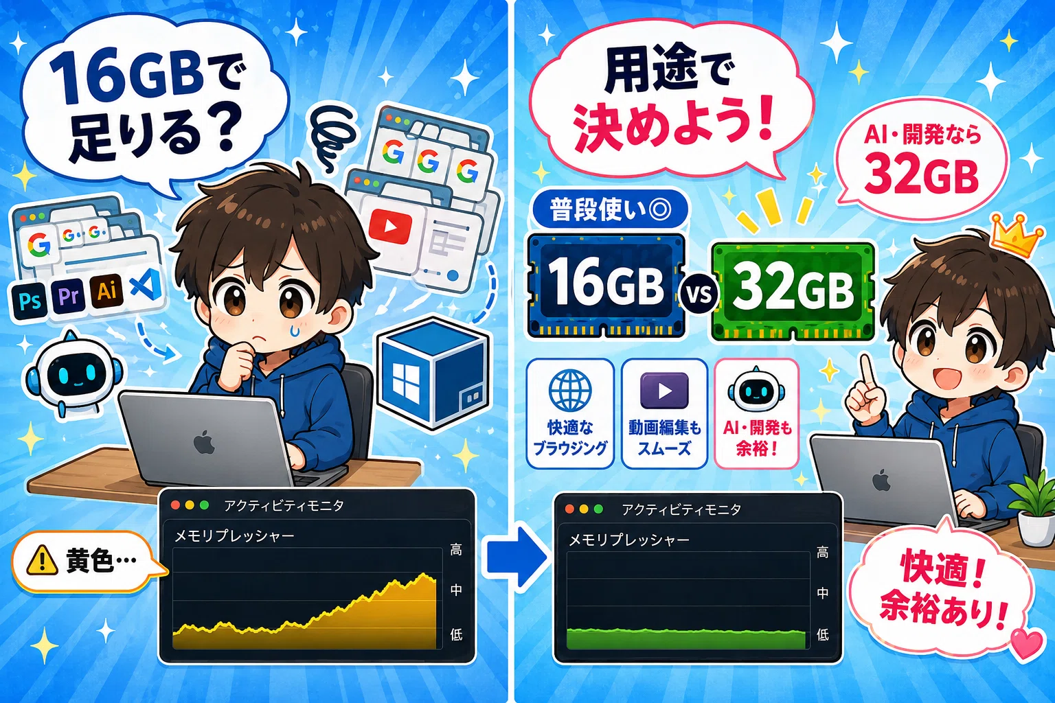 2026最新比較】MacBookのメモリ16GBは足りない？選び方｜中古パソコン