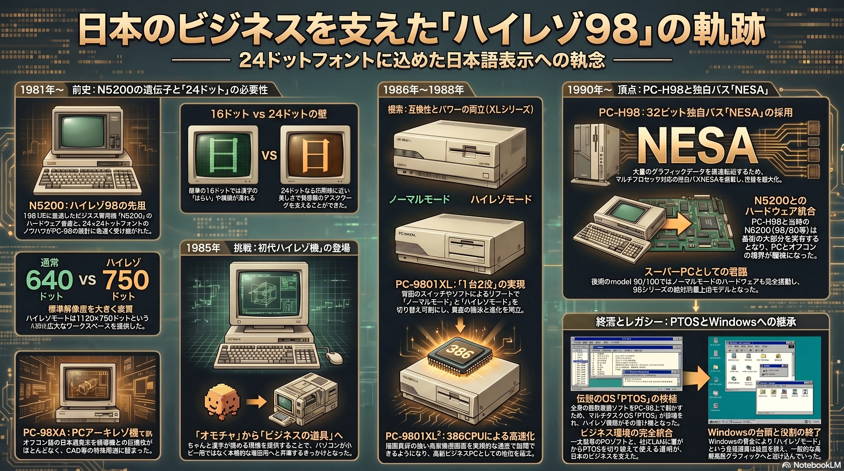 日本のビジネスを支えた「ハイレゾ98」の軌跡。24ドットフォントに込め