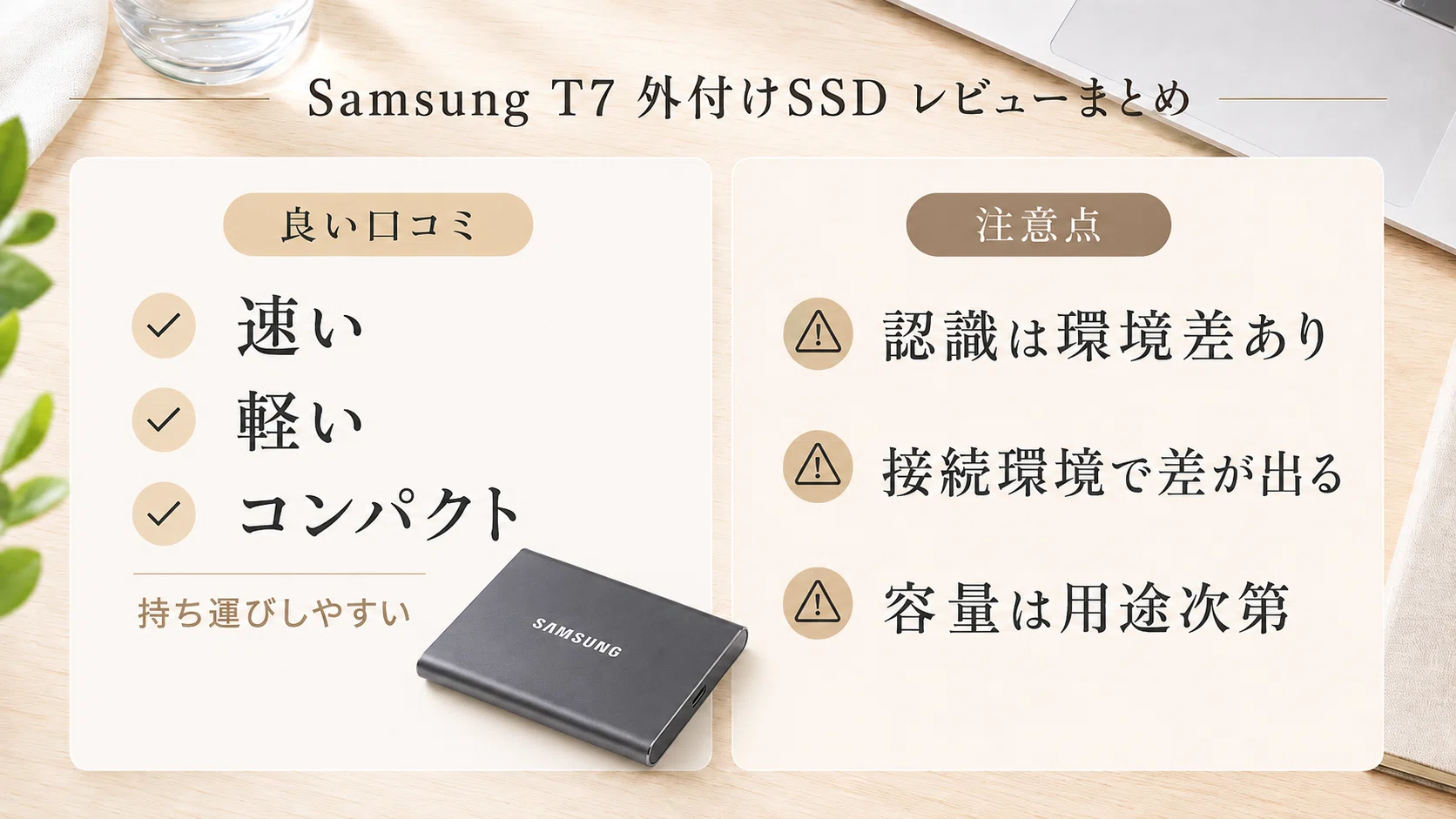 Samsung T7は外付けSSDの定番？1TBモデルの特徴・口コミ・注意点を