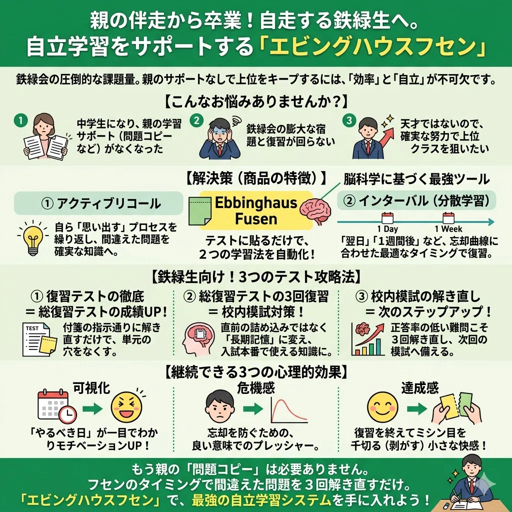 鉄緑生に推奨】自立学習をサポートする「エビングハウスフセン」勉強法