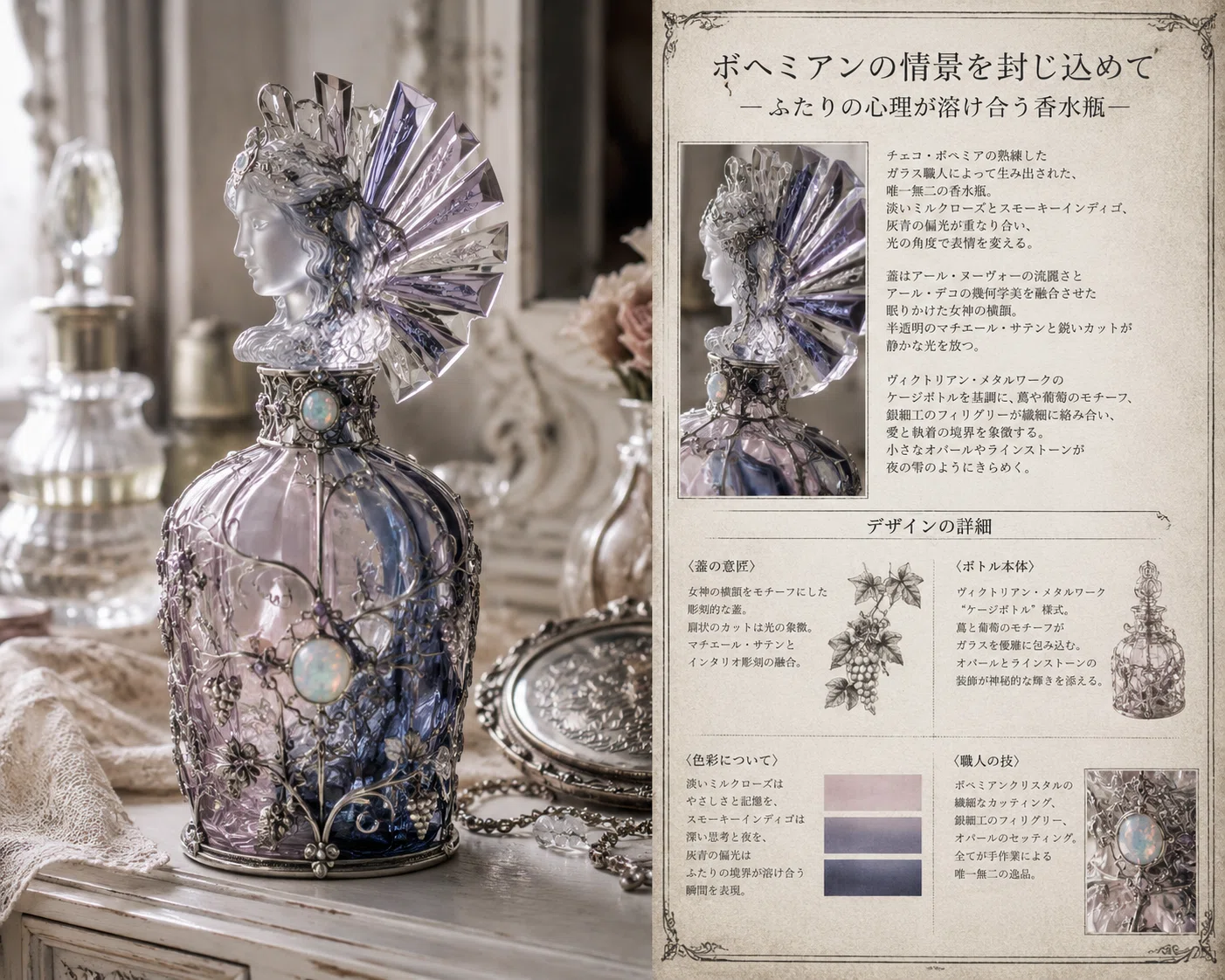 🫧ボヘミアンガラス風パフュームボトル🎀｜あやの