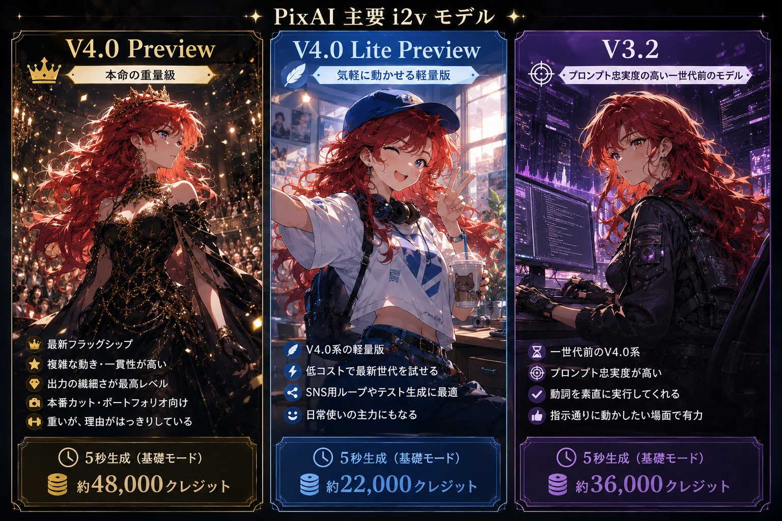 PixAIのi2vモデル、v4.0が