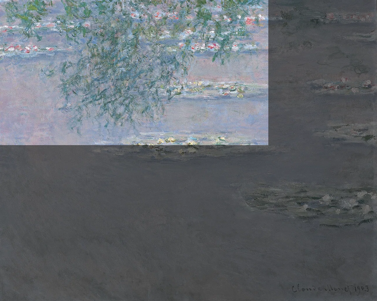 モネ 風景への問いかけ」展出品作㉑ モネ《睡蓮》1903年、石橋財団