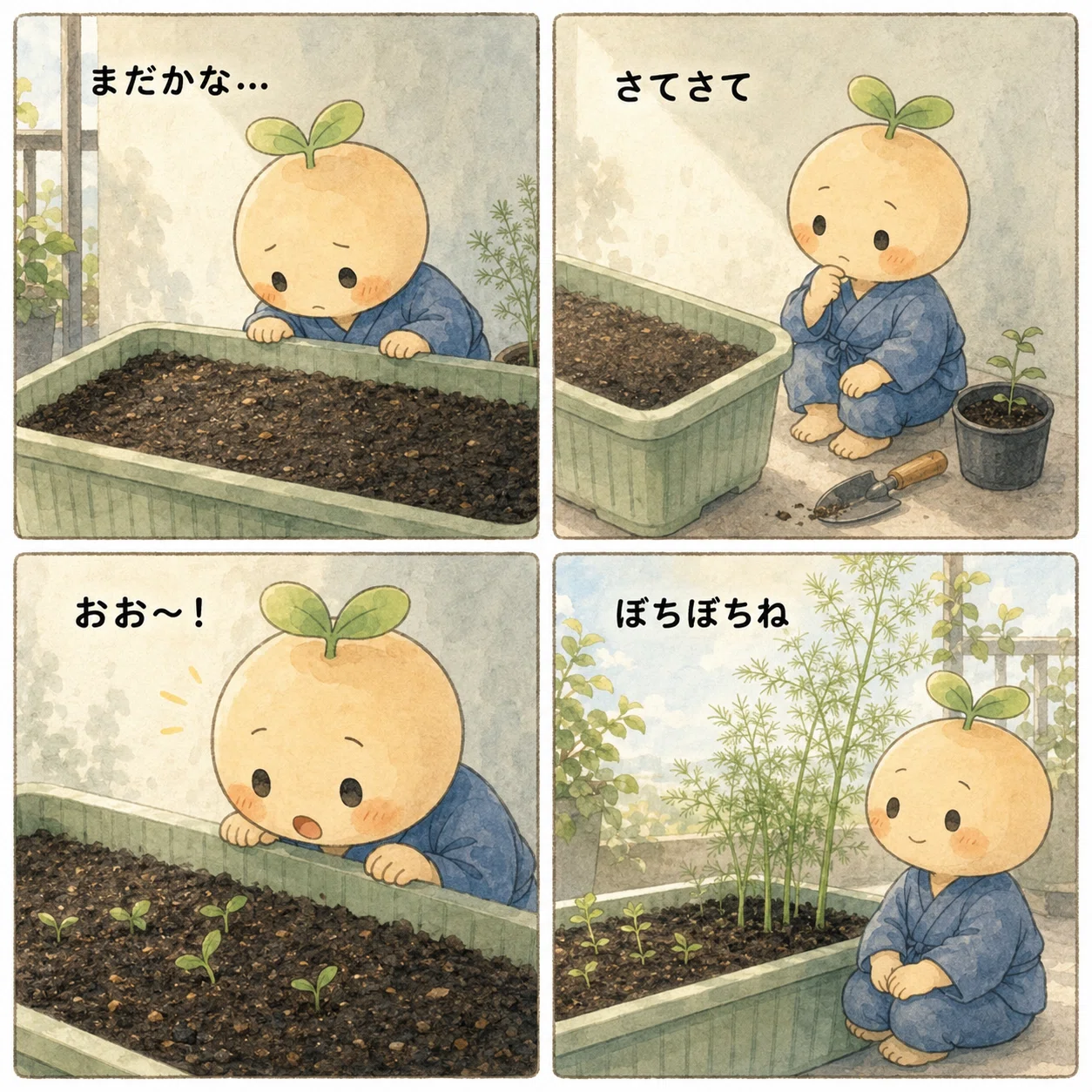2週間経って、ようやく芽が出てきた｜めがねの整体師オギさん｜KNEAD店主