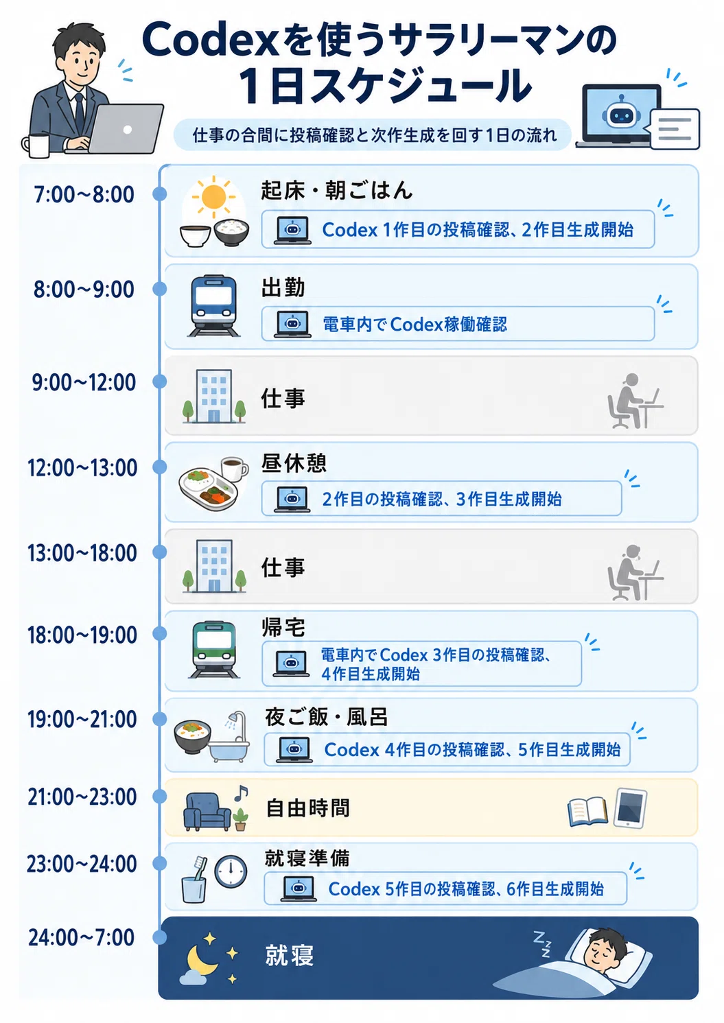 サラリーマンが平日に12時間Codexを動かし、118ページ分の漫画を1日で