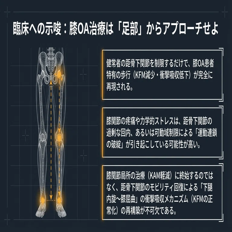 歩行の鍵は足元にあり：距骨下関節の可動域制限が膝関節に与える影響と