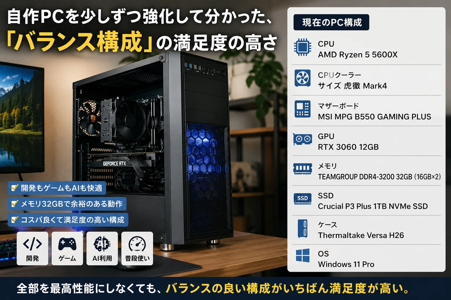 自作PCを少しずつ強化して分かった、「バランス構成」の満足度の高さ｜ゆう