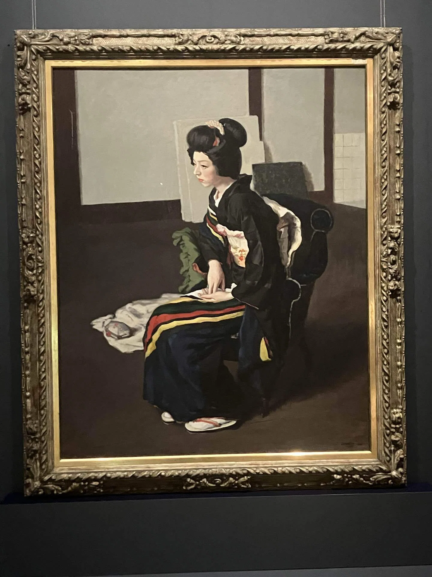 小磯良平 赤い服の女 複製画 8号 額装 206 17_小磯良平展@福岡市美術館｜アンディーノ・スタイルズ