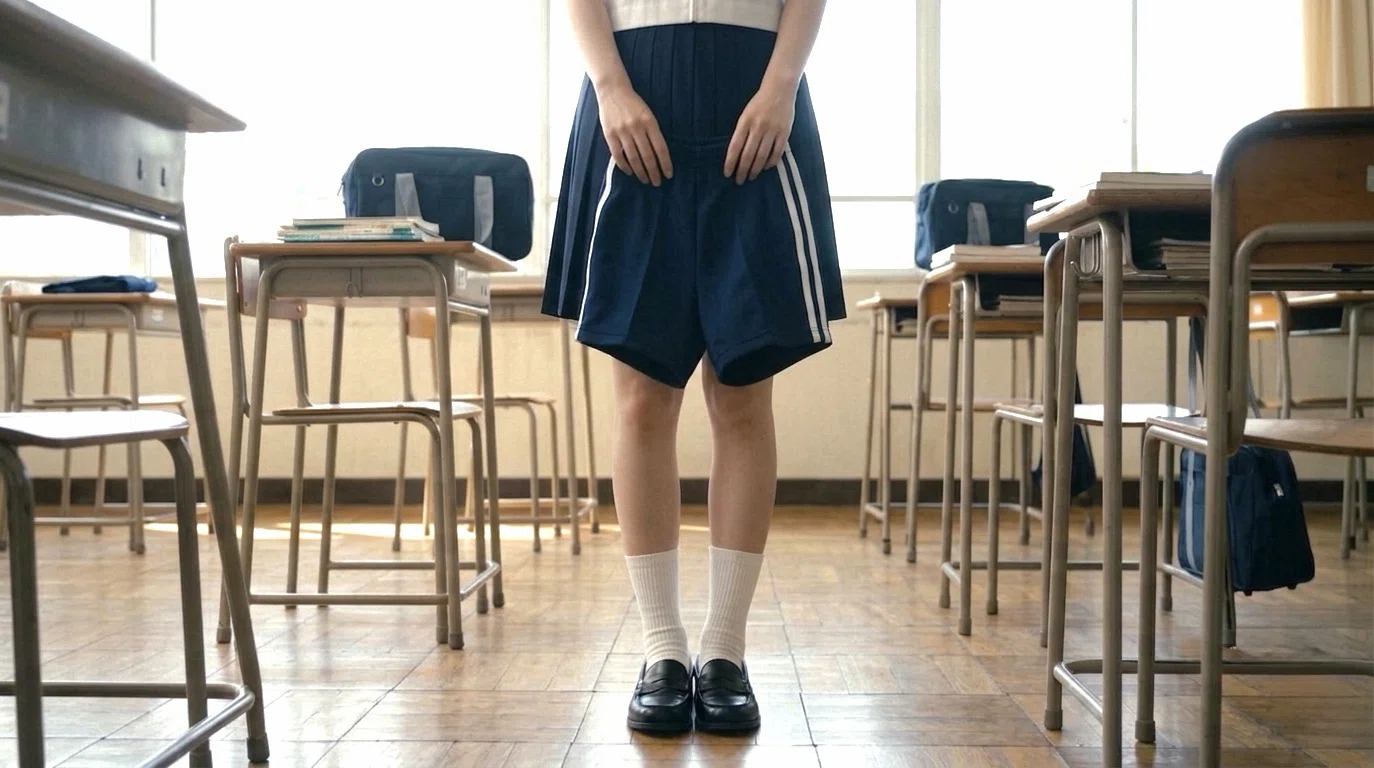 女子の秘密 体操服への着替え 黒パンは脱ぐ それとも上から 瑠衣