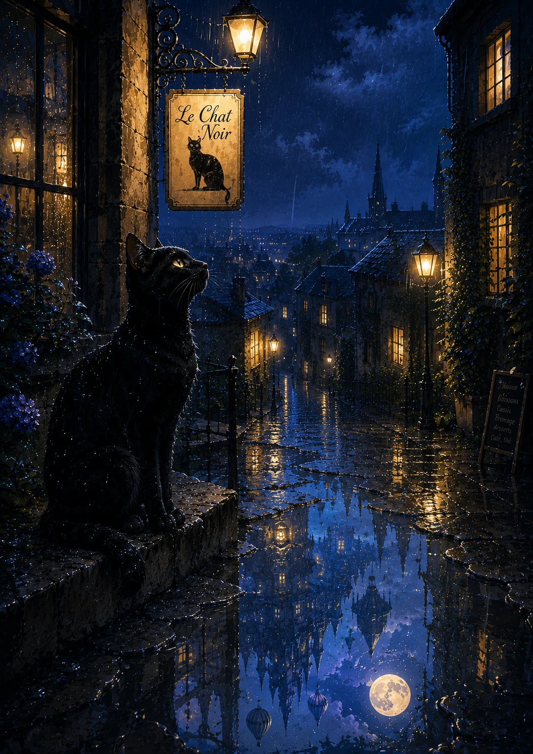 雨の日の幻想 連作【黒猫が案内する摩訶不思議な世界】ChatGPTで描く非