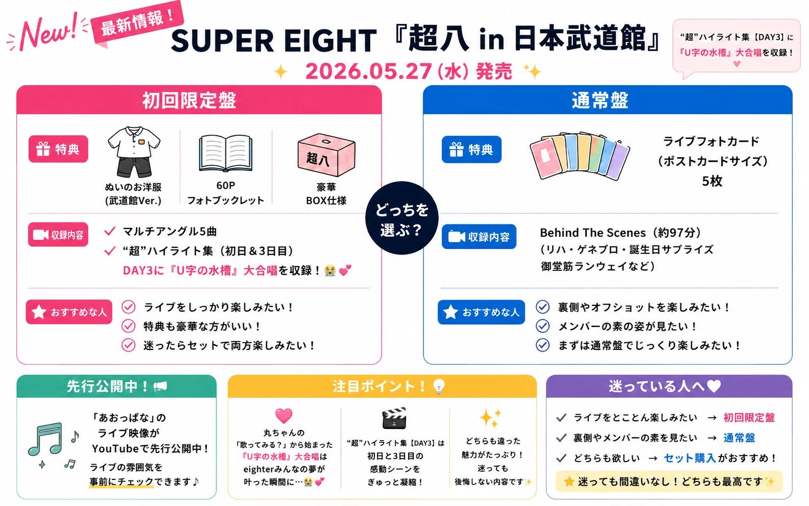 SUPER EIGHT「超八 in 日本武道館」どれ買う？迷ってる人はこれで