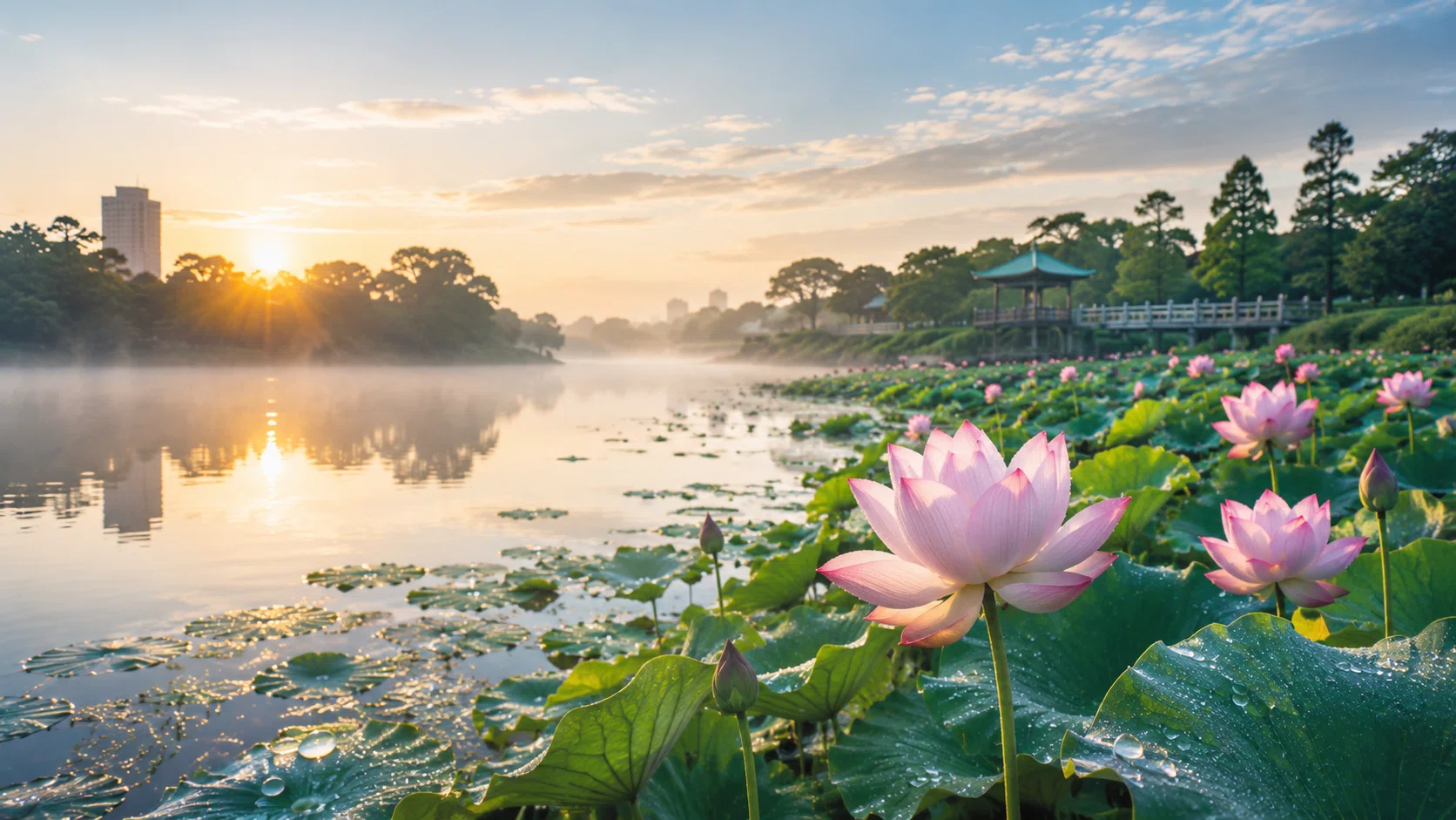 自然の風景 ハスの葉 大賀ハスまつり前に知りたい、千葉公園のハスが朝に美しい理由｜気象
