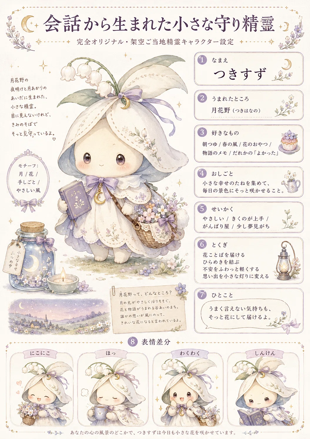 オリジナルキャラクター アートプリント AIでオリジナルキャラを作るプロンプト｜つきうさ｜ハンドメイド作家
