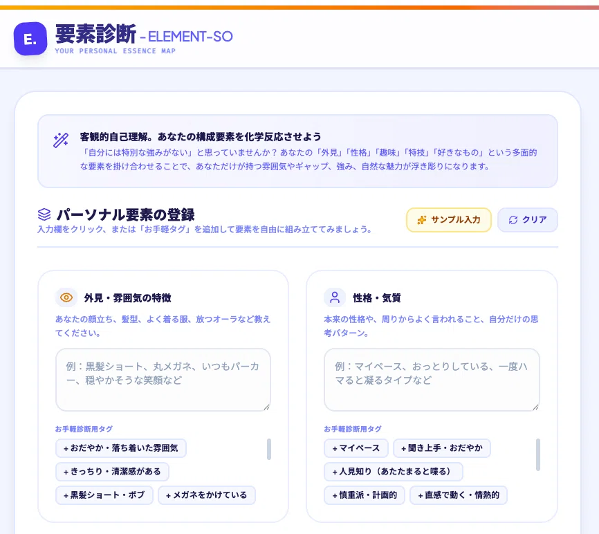 人はいろんな要素でできている、という話をしていたら自己紹介ツールが