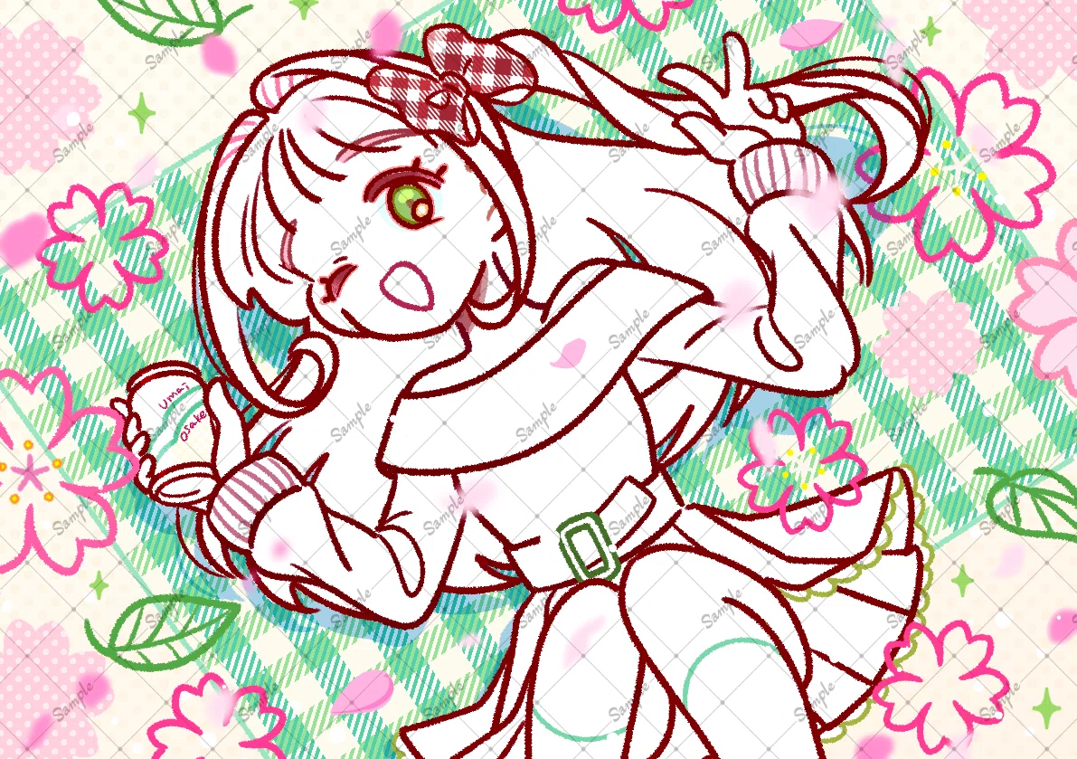 第二回 お花見×ほろ酔い女の子を描く！ラフから完成までの試行錯誤