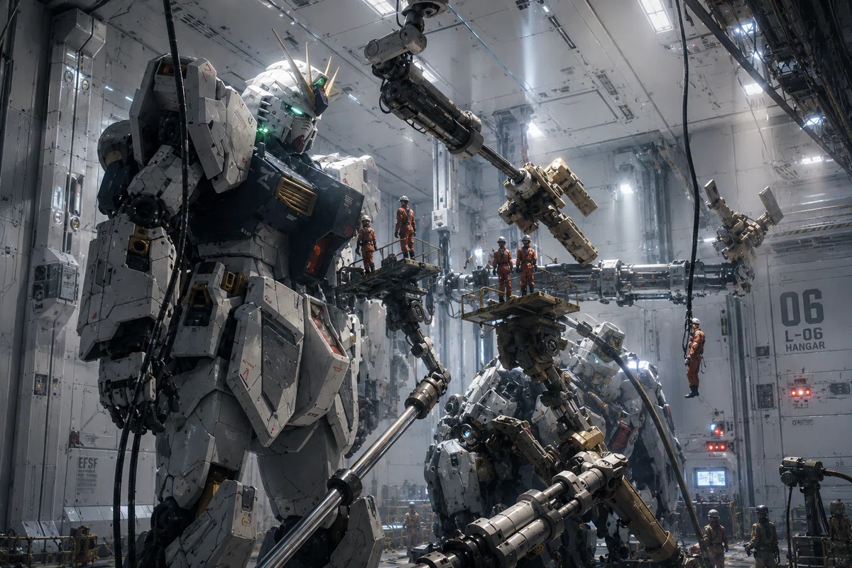 逆襲のシャア・νガンダム ガンプラ ジオラマ(AI補正)