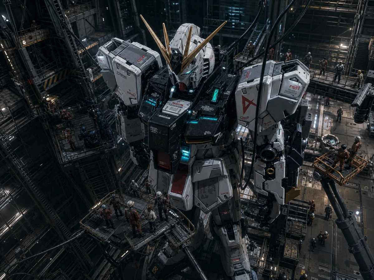 逆襲のシャア・νガンダム ガンプラ ジオラマ(AI補正)