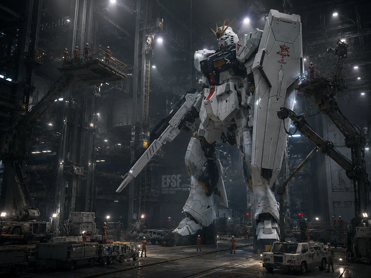 逆襲のシャア・νガンダム ガンプラ ジオラマ(AI補正)