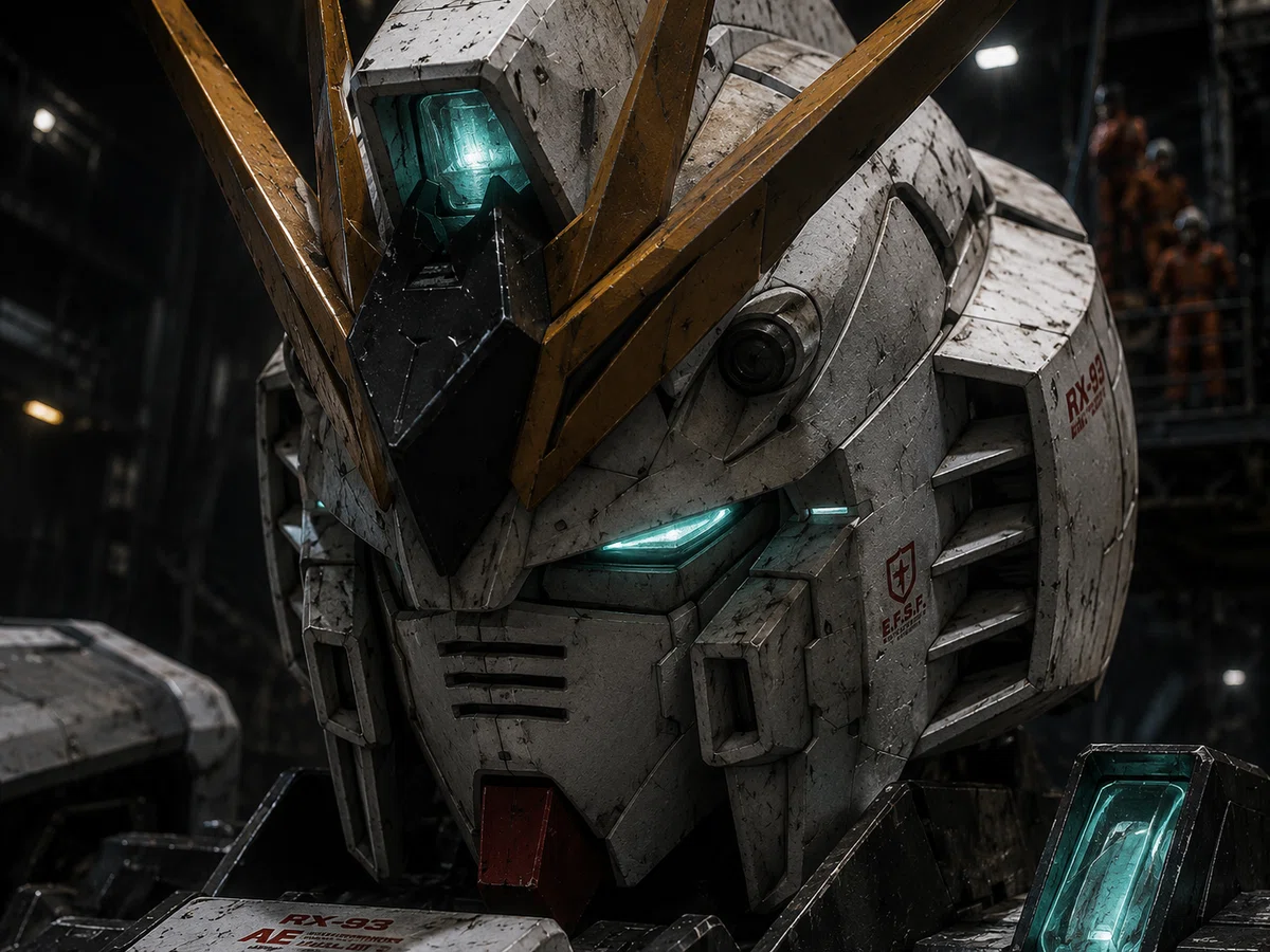 逆襲のシャア・νガンダム ガンプラ ジオラマ(AI補正)