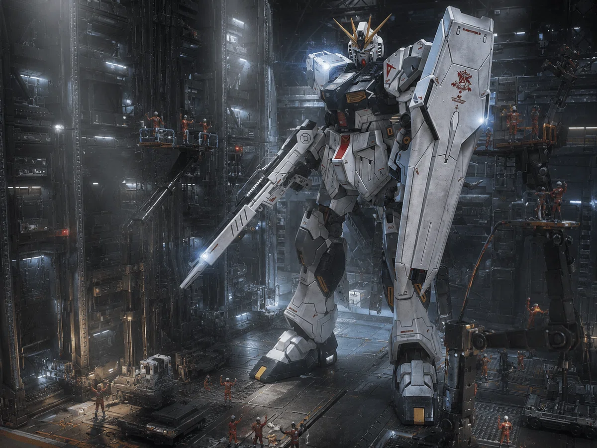 逆襲のシャア・νガンダム ガンプラ ジオラマ(AI補正)
