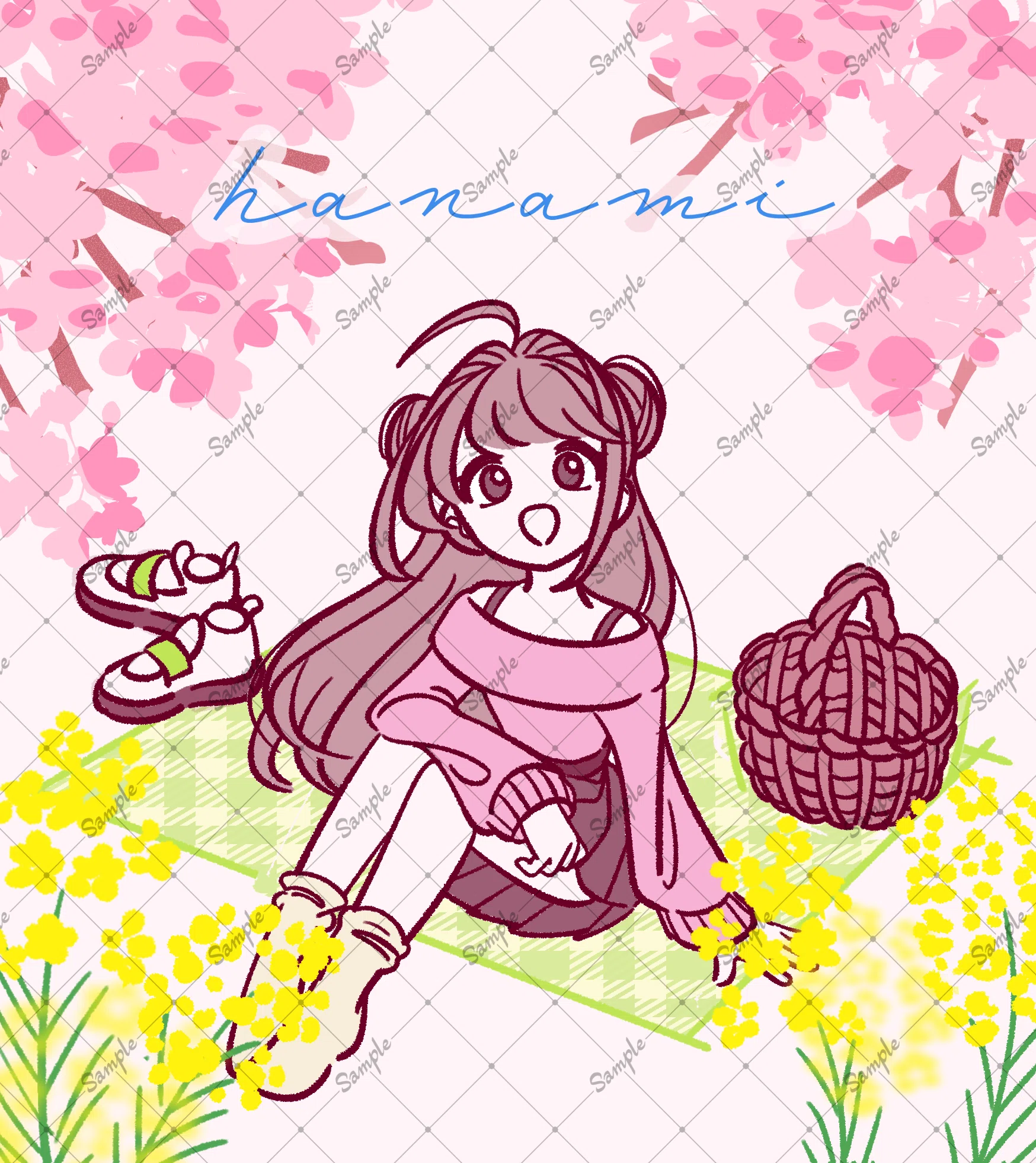 第二回 お花見×ほろ酔い女の子を描く！ラフから完成までの試行錯誤