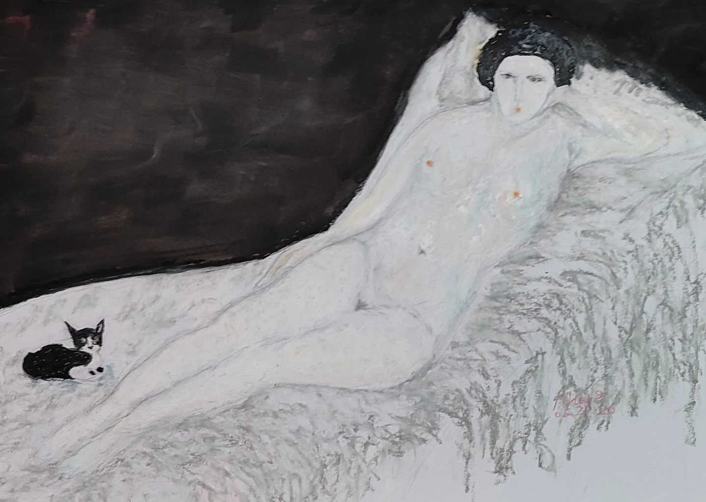 絵画ミニミニミステリー 第163回「藤田嗣治『横たわる裸婦と猫