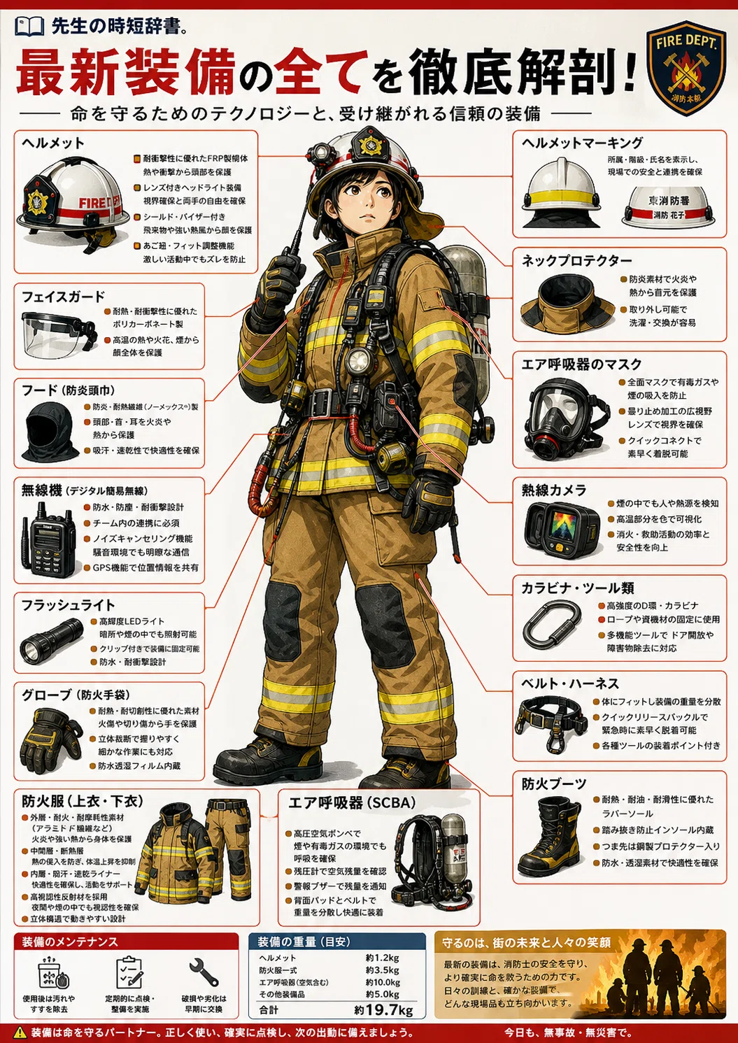 お仕事図鑑】消防士6種類（イラスト）コピペOK！画像生成プロンプト