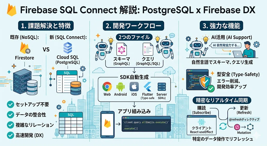 Firebase Sql Integration Firebase SQL Connect登場!セットアップ不要でPostgreSQLを活用したリアルタイム・リレーショナルアプリを爆速開発 ...