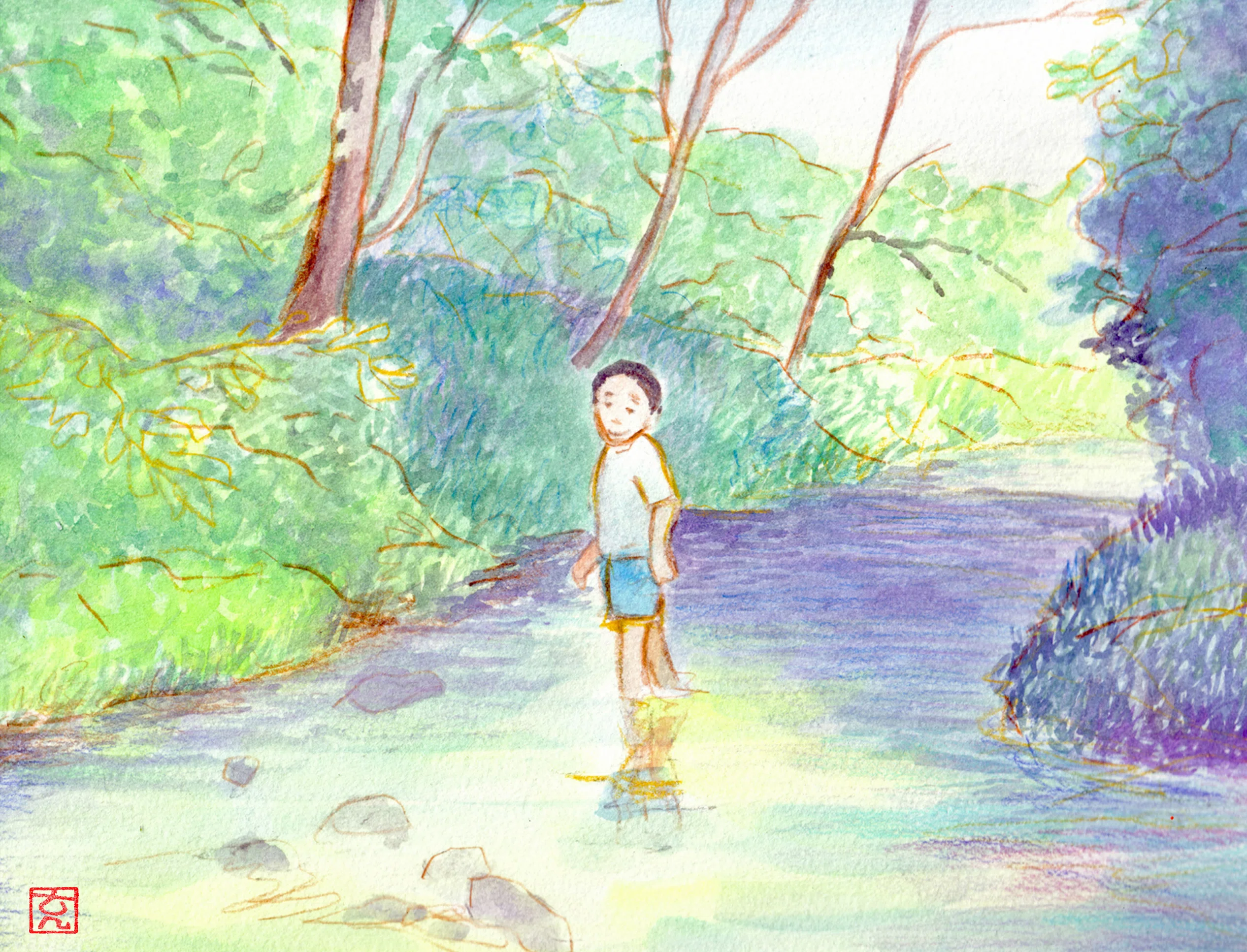 せみしぐれ (水彩画）＋詩｜真似猫屋