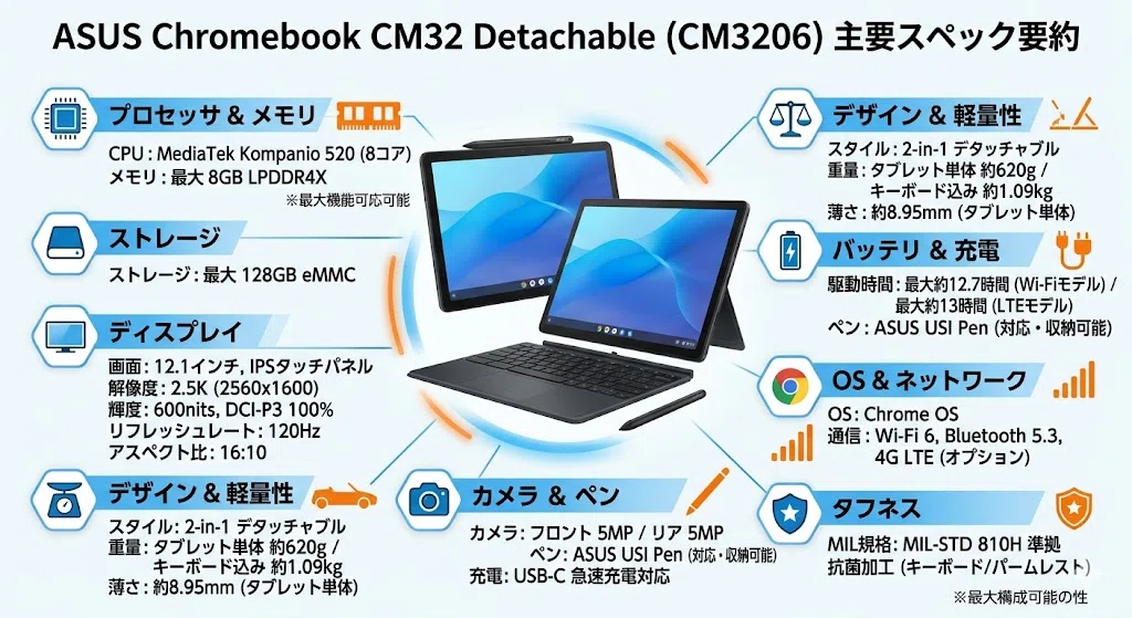 2026年最新】画面が化けた！新型ASUS Chromebook CM32 Detachableが