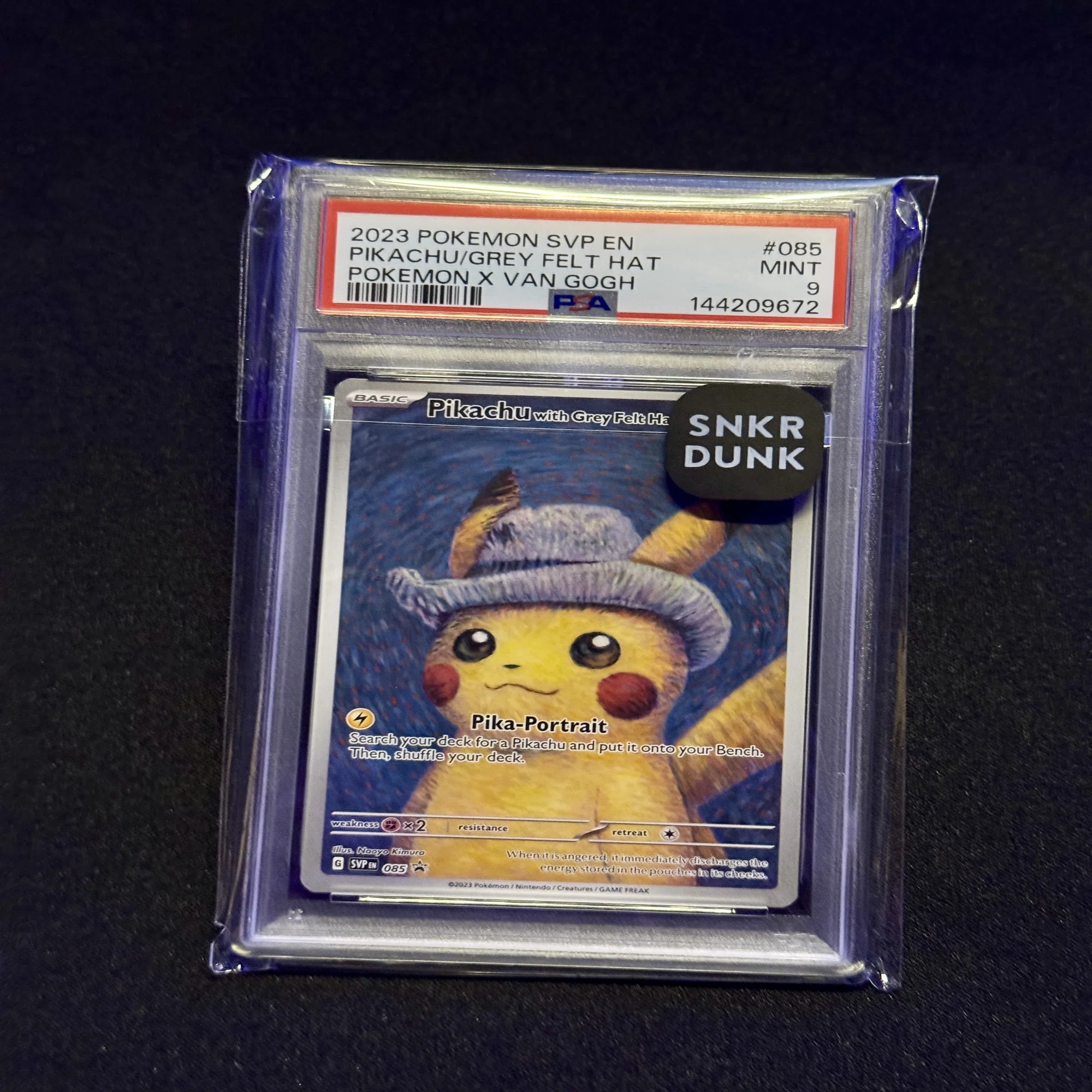 2023 ゴッホピカチュウ グレーのフェルト帽 #085 PSA Mint 9 01 ゴッホ 