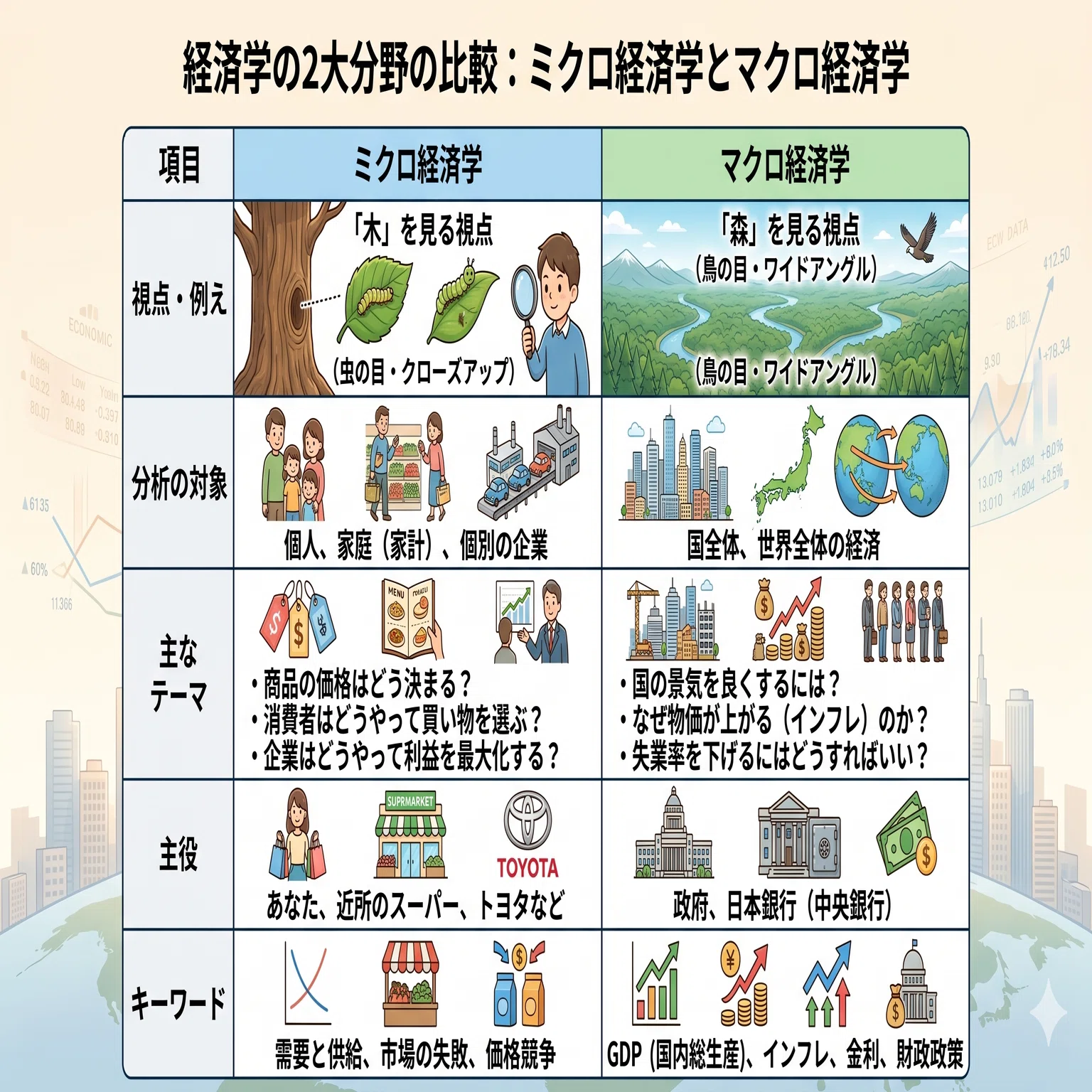 世界一わかりやすい「マクロ経済学」と「ミクロ経済学」の違いと
