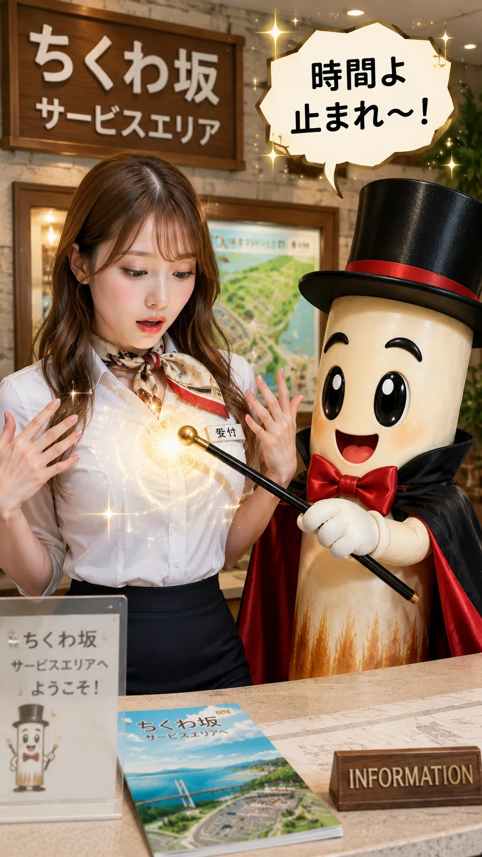 GPT-Image-2] Chikuwa-zaka Service Area 🈂️ The Chikuwa Magician's
