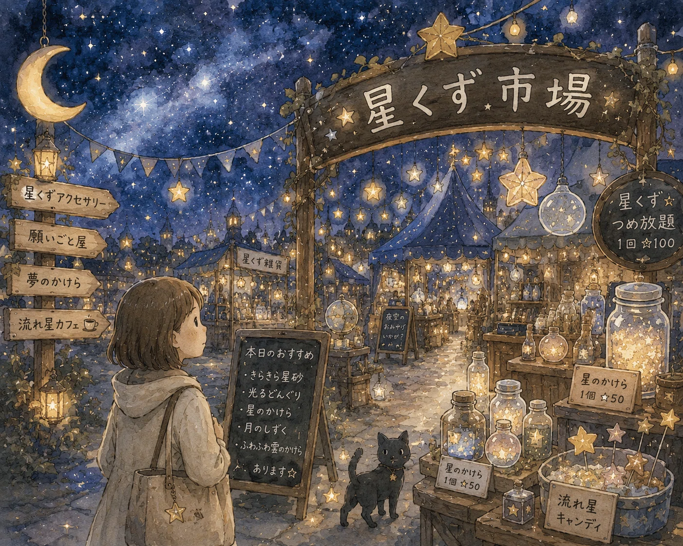 原画☆キャンバス F10【夜、黒猫が星を抱いて願い事をする】 Amazon.co.jp: ZZPT ゴッホ ウォールアート - 星月夜 猫 キャンバス