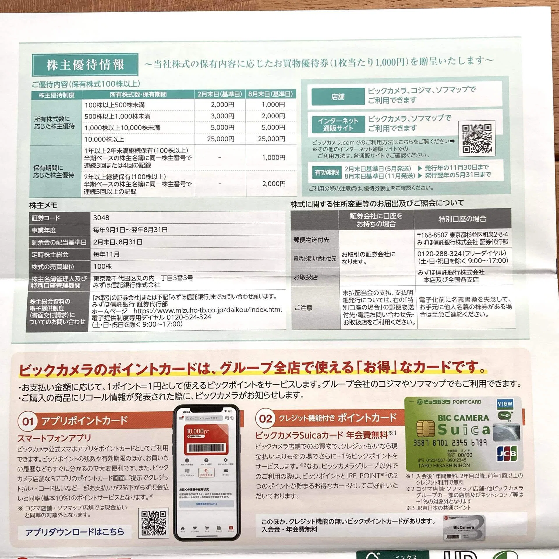 株主優待】ビックカメラとコジマの優待券（お買物券）｜anaguma〜ʕ•ᴥ•ʔ