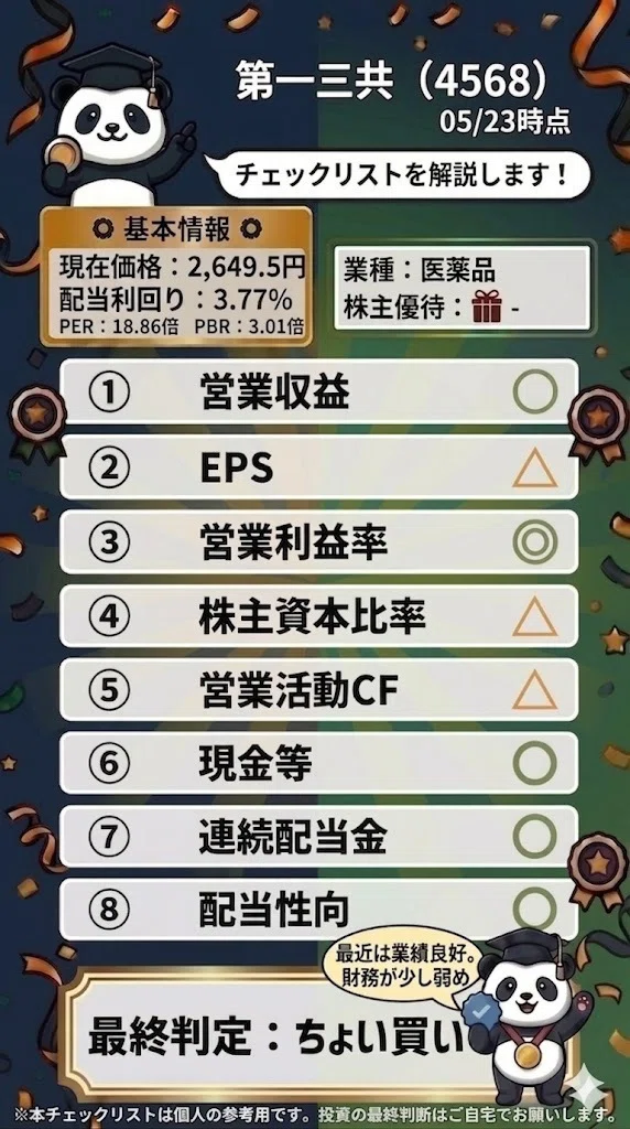 第一三共（4568）分析｜マネーパンダ｜資産3000万達成
